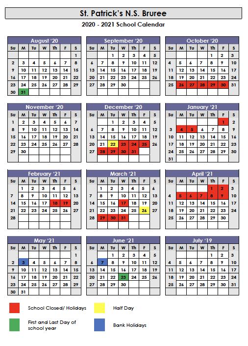 School Calendar - St Patricks National School Bruree